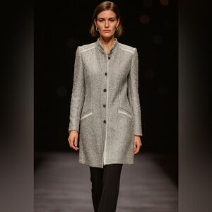 Airfield Silver Gray tweed sunny long jacket size 40